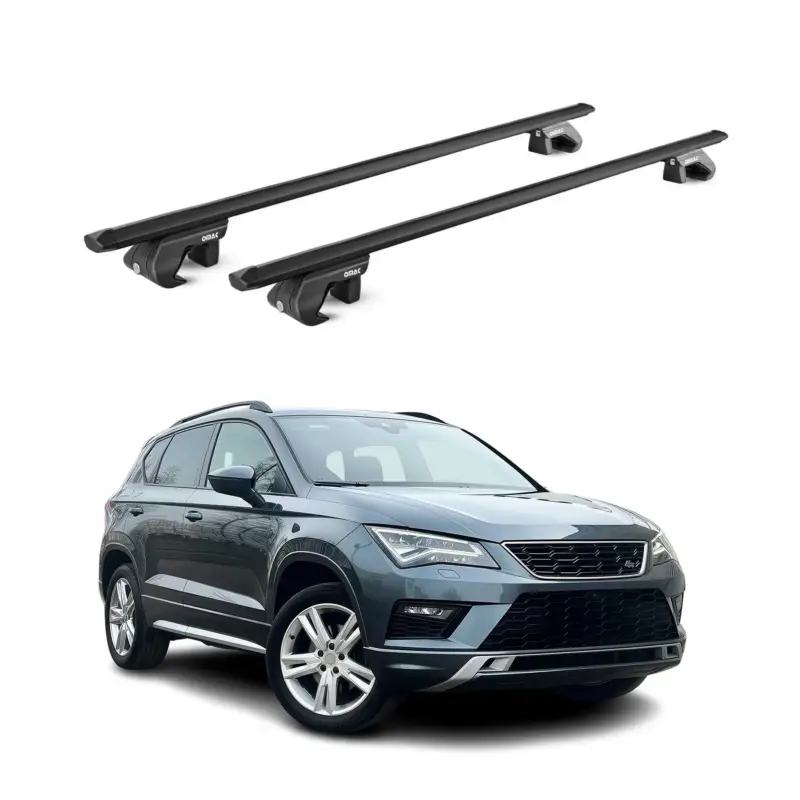 Direktkauf Dachträger Grundtäger für Seat Ateca 2016-2026 5 tür 90kg Alu Schwarz 2 tlg ABE