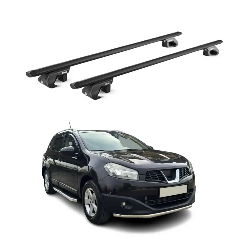 Schneller Versand Dachträger für Nissan Qashqai +2 J10 2006-2014 5 tür 90kg Alu Schwarz 2x ABE