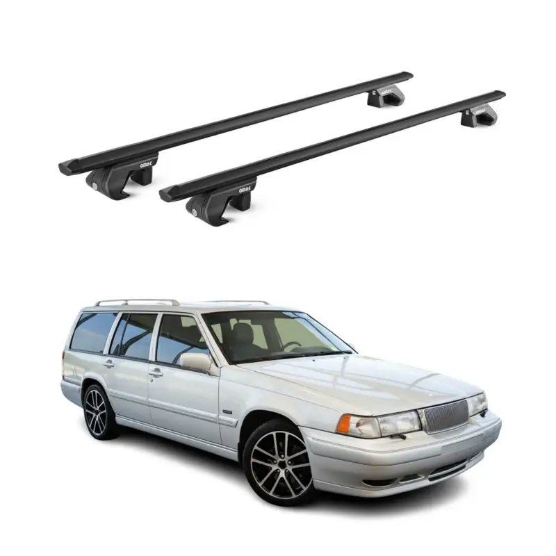 Dachträger Grundtäger für Volvo 940 1990-1998 5 tür 90kg Alu Schwarz 2tlg ABE Schneller Versand