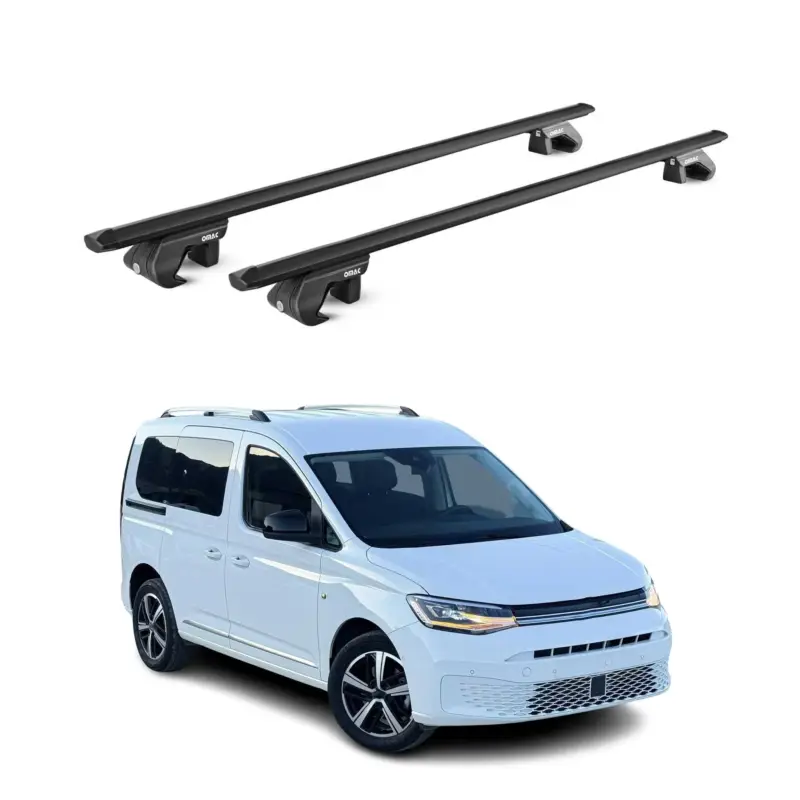 Heißes Angebot Dachträger Grundtäger für VW Caddy 2020-2026 5 tür 90kg Alu Schwarz 2 tlg ABE