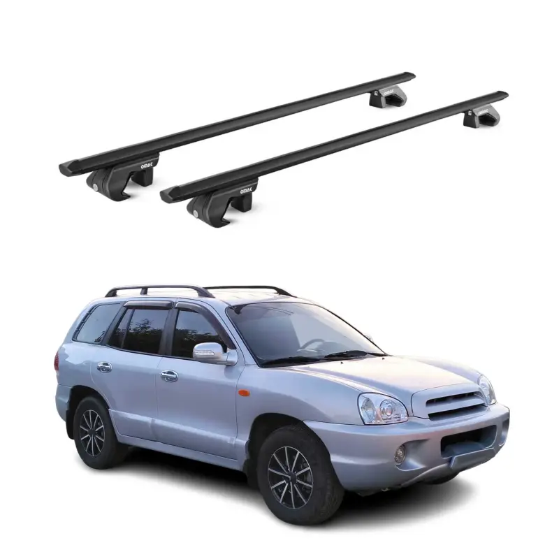 Preiswert Dachträger Grundtäger für Hyundai Santa Fe 2006-2012 90kg Alu Schwarz 2 tlg ABE