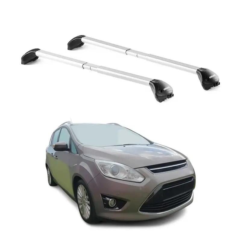 Dachträger Grundtäger für Ford C-Max 2010-2019 7Sitze 100kg Alu Silber 2 tlg ABE Bestseller
