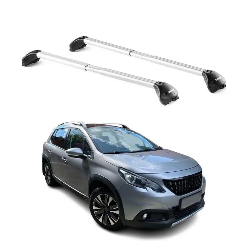 Schneller Versand Dachträger Grundtäger für Peugeot 2008 2013-2019 5 tür 100kg Alu Silber 2x ABE
