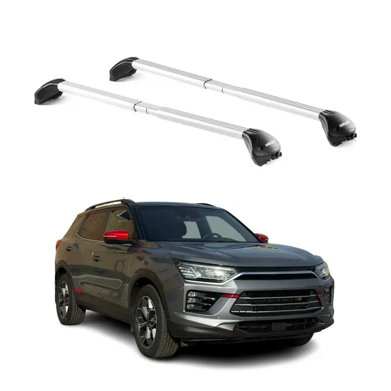 Rabatt Dachträger Grundtäger für Ssangyong Korando 2019-2026 5 tür 100kg Alu Silber ABE