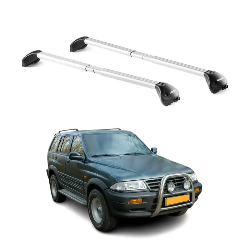 Günstig Dachträger Grundtäger für Ssangyong Musso 1993-2005 5 tür 100kg Alu Grau 2x ABE