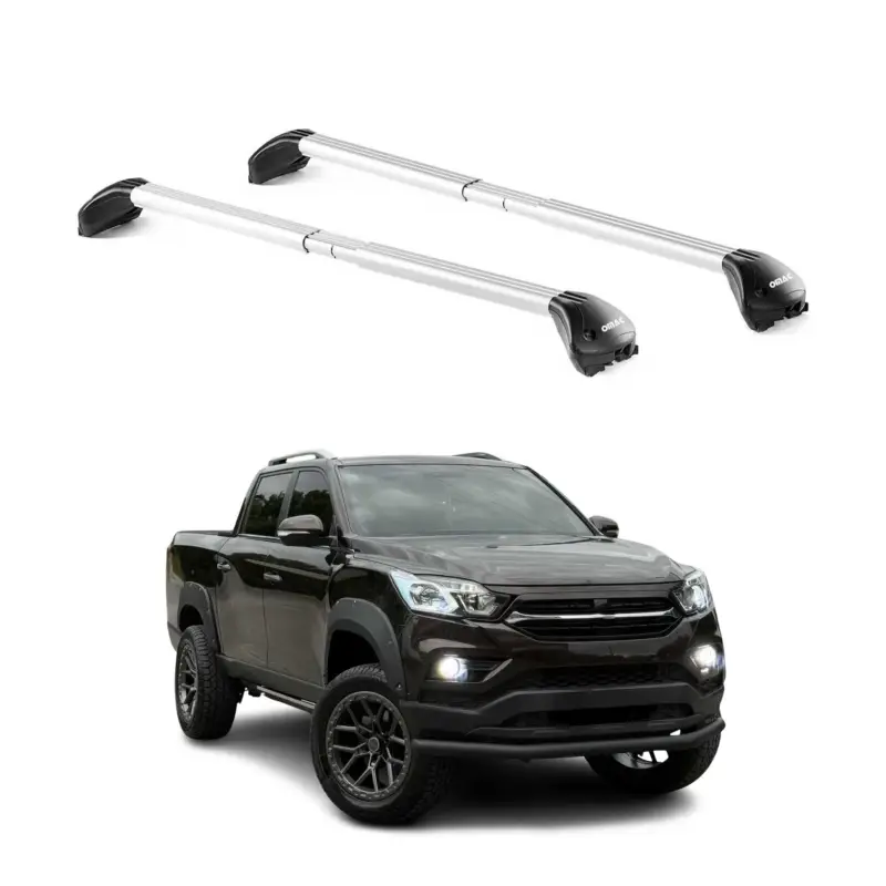 Preiswert Dachträger für Ssangyong Musso mk2 2018-2026 2-4 tür 100kg Alu Silber 2x ABE