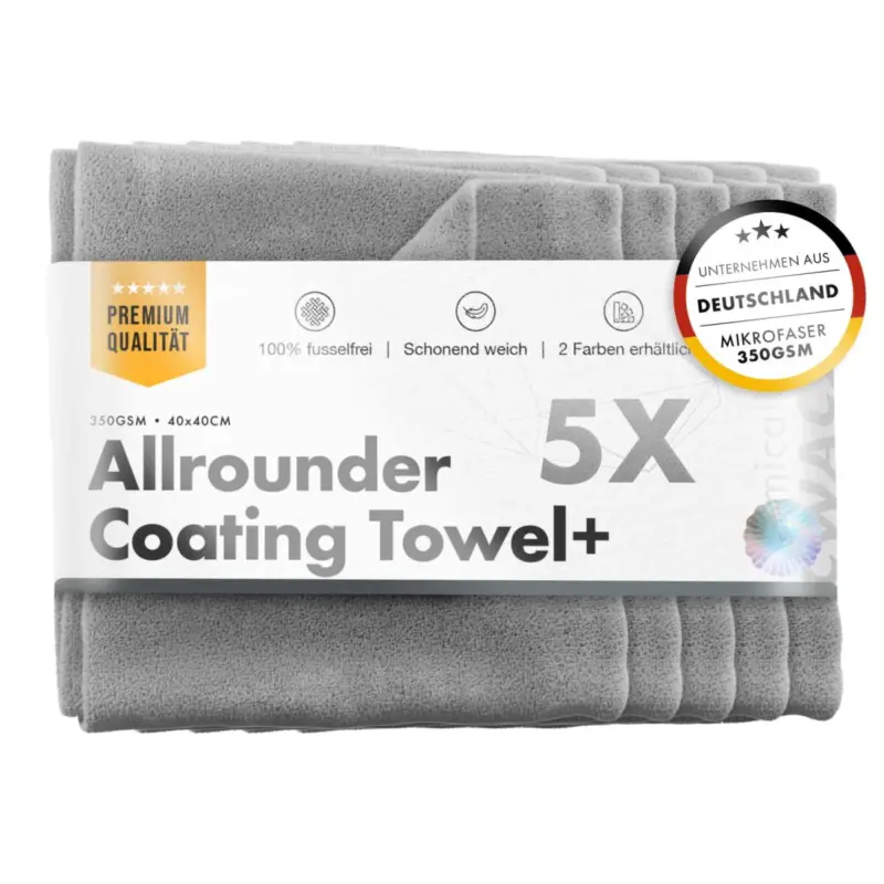 chemicalworkz Allrounder Coating Towel 350GSM Grau Versiegelungstuch 40×40cm 5Stk. Mega-Angebot