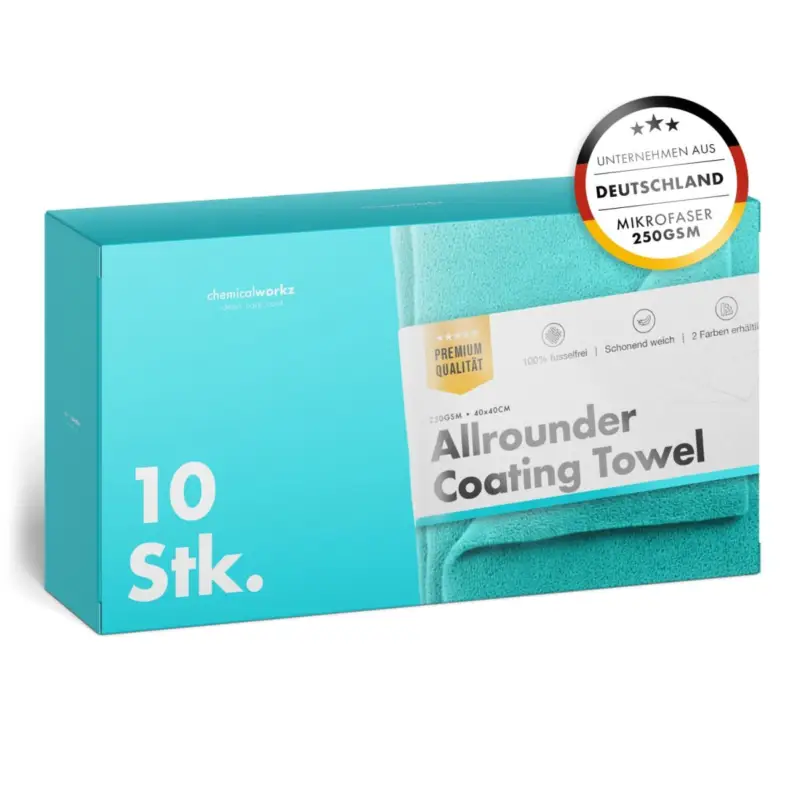 chemicalworkz Allrounder Coating Towel 250GSM Türkis Versiegelungstuch 40×40cm 10Stk. Zertifiziert