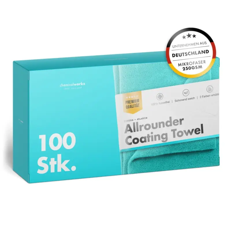 Geprüft chemicalworkz Allrounder Coating Towel 250GSM Türkis Versiegelungstuch 40×40cm 100Stk.
