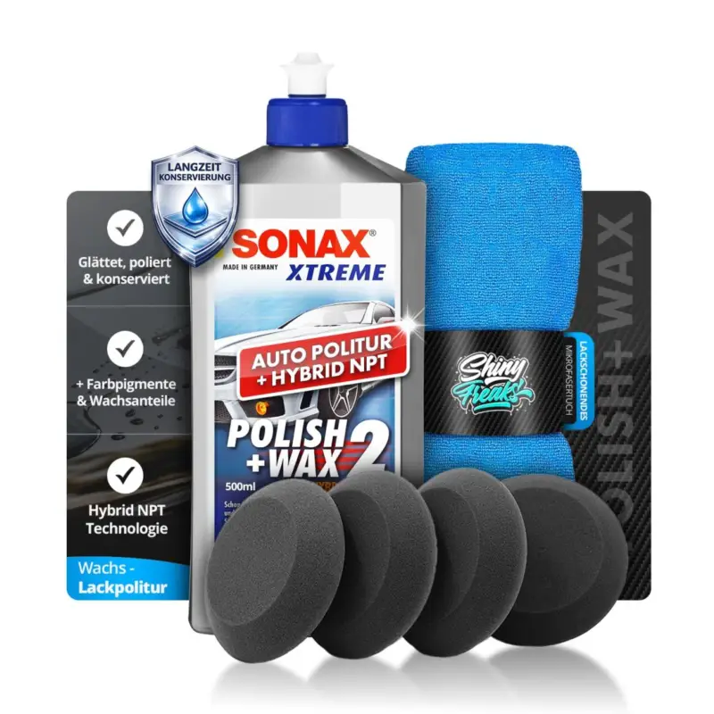 SONAX Politur Set XTREME Polish Wax 2 Hybrid NPT 500ml + Zubehör (6-teilig) Ausverkauf