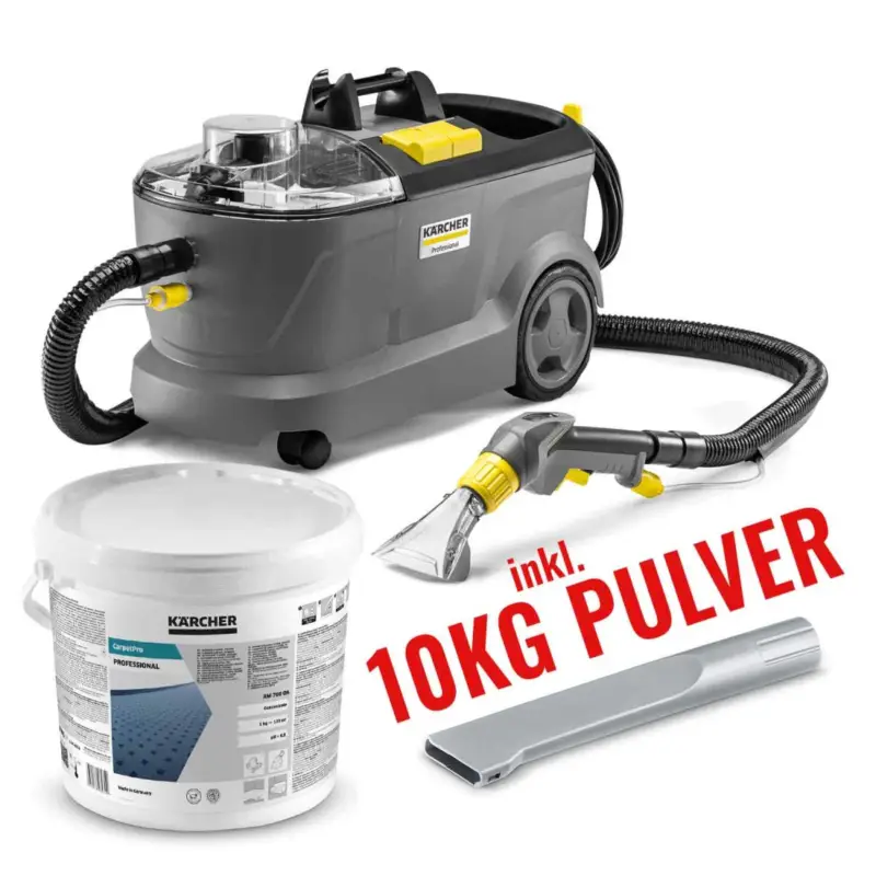 Kärcher Waschsauger Set Puzzi 10/1 inkl. Fugendüse & RM 760 Carpet Pro iCapsol Textilreiniger Pulver 10Kg Markenware