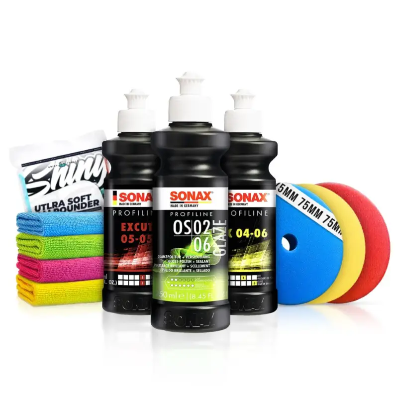Günstig SONAX Politur Set PROFILINE 250ml + Zubehör für 75mm Stützteller (10-teilig)