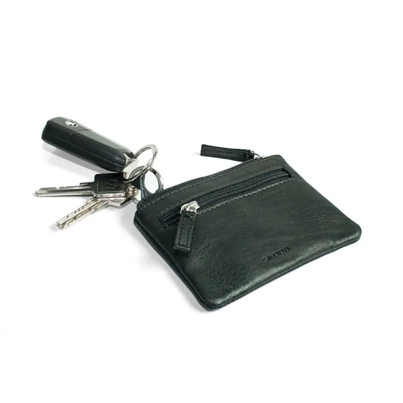 Original Skoda Schlüsseletui Softrindleder Aufbewahrung Schlüssel Tasche schwarz Neu