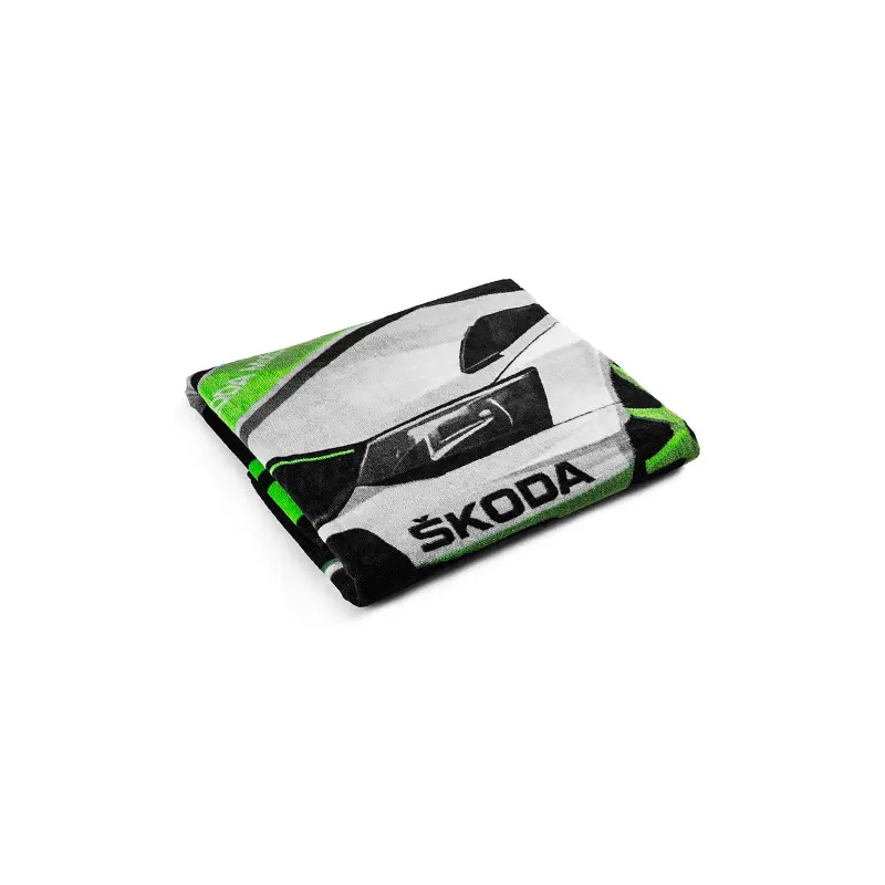 Markenware Original Skoda Frottiertuch Strandtuch Motorsport Fabia R5 Handtuch Badetuch Baumwolle schwarz