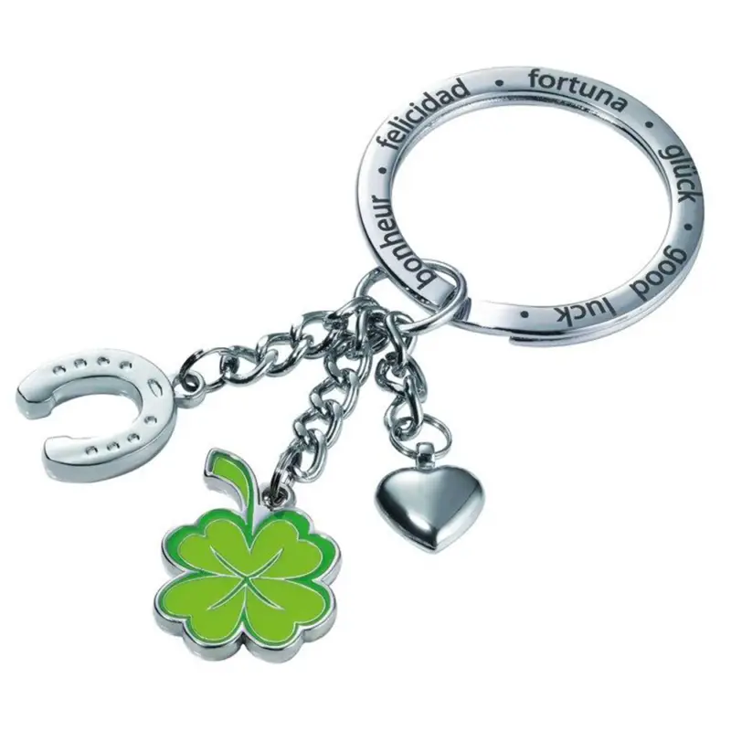 Garantierte Lieferung Schlüsselanhänger Glücksbringer Kleeblatt Hufeisen Herz Keyring Anhänger KR13-06