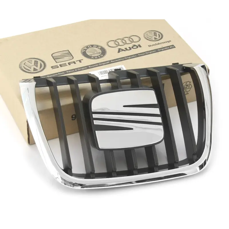 Angebot Original Seat Alhambra (7M) Kühlergrill Mitte oben Gitter Emblem chrom satinschwarz