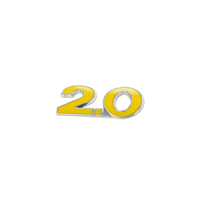 Original VW 2.0 Schriftzug hinten Heckklappe Emblem Logo chrom gelb Begrenztes Angebot