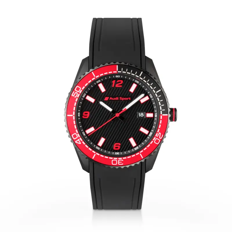 Original Audi Sport Armbanduhr Herren Uhr schwarz/rot 3102400100 Zertifiziert