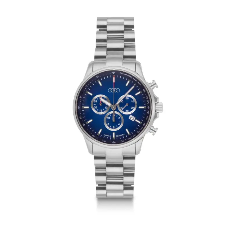 Original Audi Chronograph Edelstahl Armbanduhr Uhr Ringe Logo silber 3102500300 Letzte Chance
