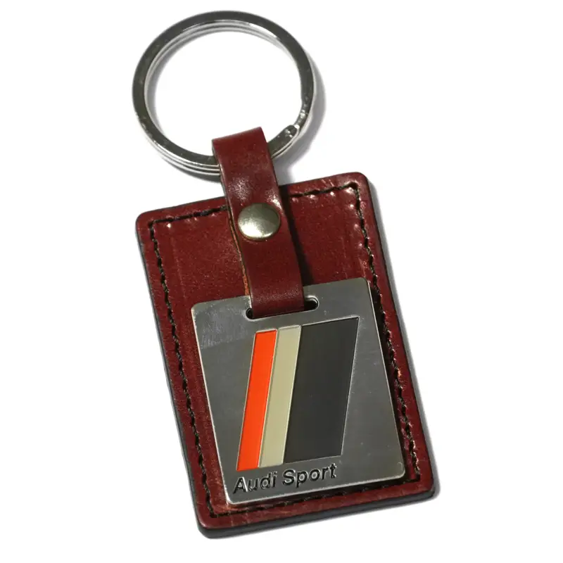 Audi Schlüsselanhänger Audi Sport Dunkelrot Leder Anhänger Schlüsselring A16-2299 Sale