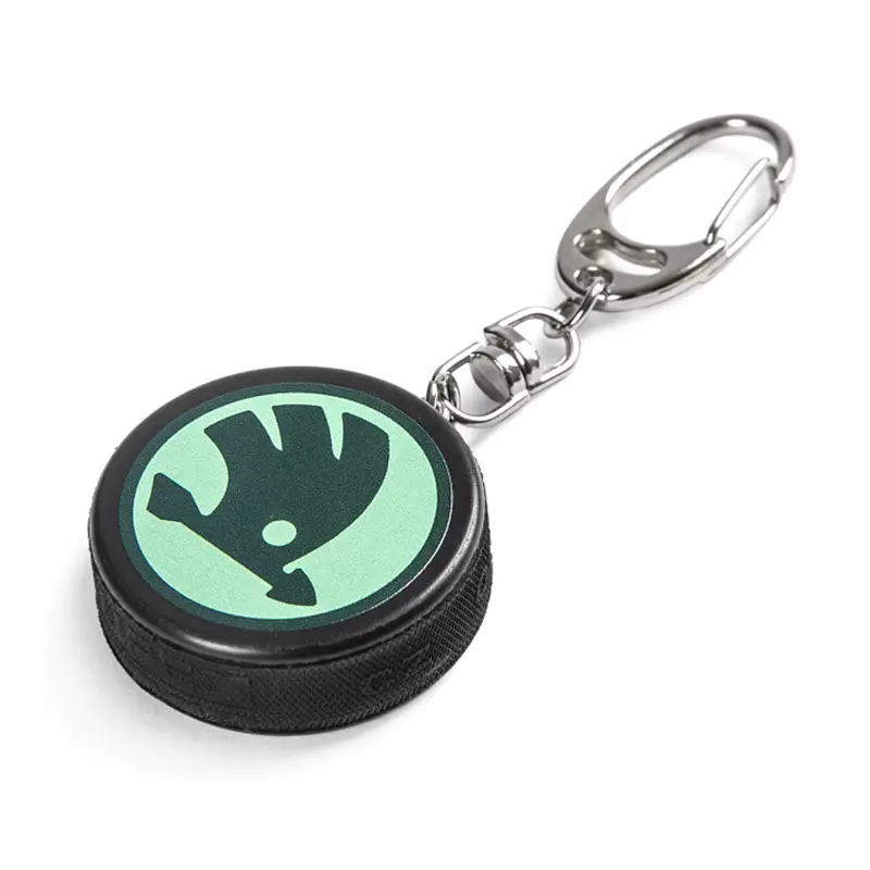 Original Skoda Schlüsselanhänger Puck Logo Eishockey Anhänger Hartgummi Scheibe 6U0087011A Billig