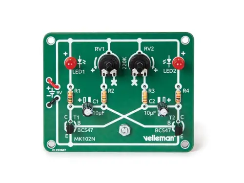 Neu Lernbausatz 2x blinkende rote LEDs Velleman WHADDA WSL212
