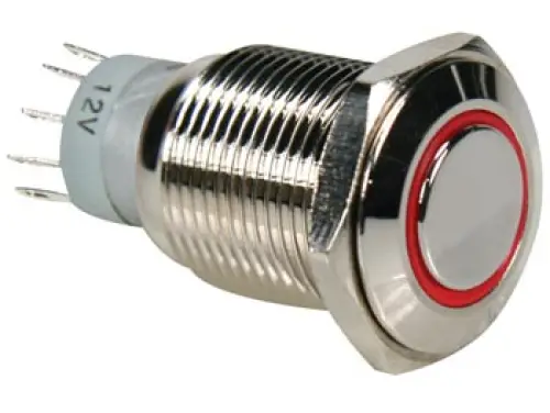 Drucktaster R1600R 0,5A/230V SPDT mit roter Beleuchtung Velleman Schnäppchen