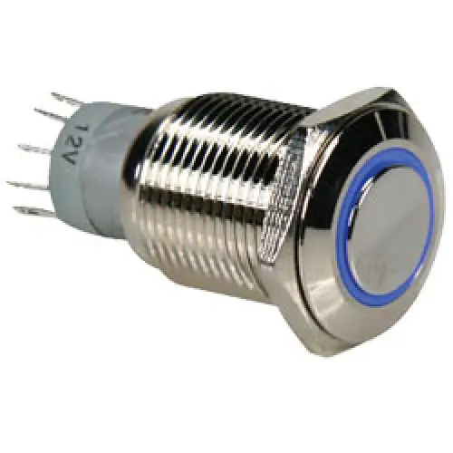 Neuheit Druckschalter Raster R1610B 0,5A/230V SPDT blau beleuchtet Velleman
