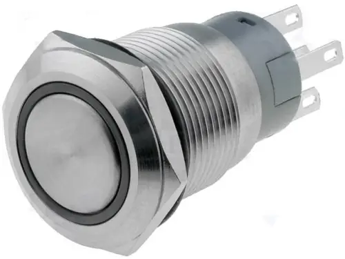 Sonderangebot Vollmetal Druckschalter Raster mit gelber 12V Ringbeleuchtung max 5A max 230V
