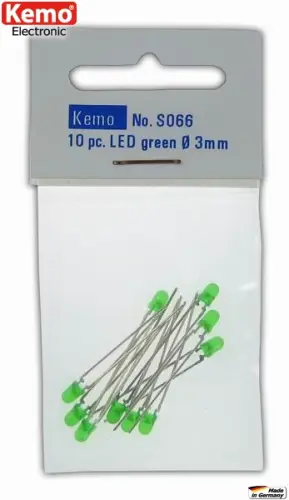 LED Ø 3 mm grün 10 Stck. S066 Kemo Mega-Angebot