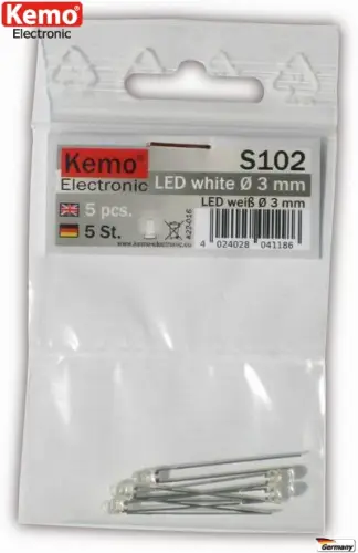 Neue Ware LED Ø 3 mm weiß, 5 Stck. S102 Kemo