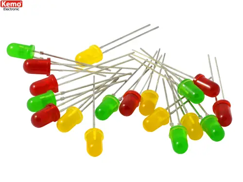 LEDs rot grün gelb, Ø 5 mm 18 Stck. S050 Kemo Markenprodukt