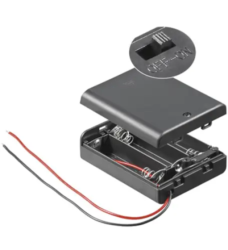 Batteriehalter Batteriegehäuse für 3 x Mignon AA mit Deckel, Schalter und Anschlußleitung Billig